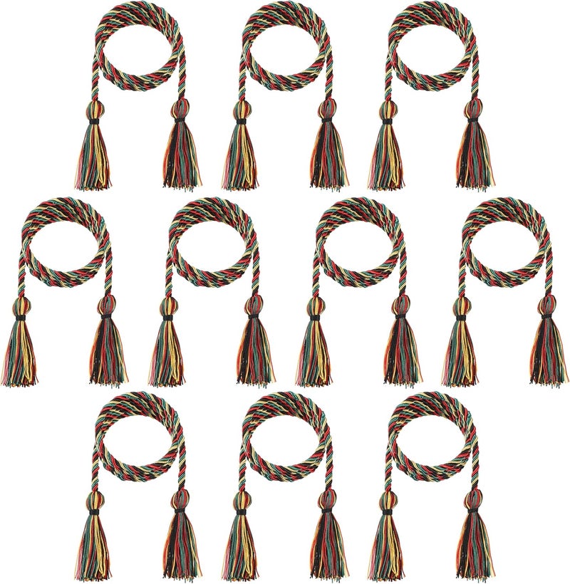 D DODOU 10 Pieces Graduation Cords Polyester Graduation Honor Braided Cords with Sewing Tassels for Bachelor, Master, Doctor 68" Long (Black Red Green Gold) - Image 1
